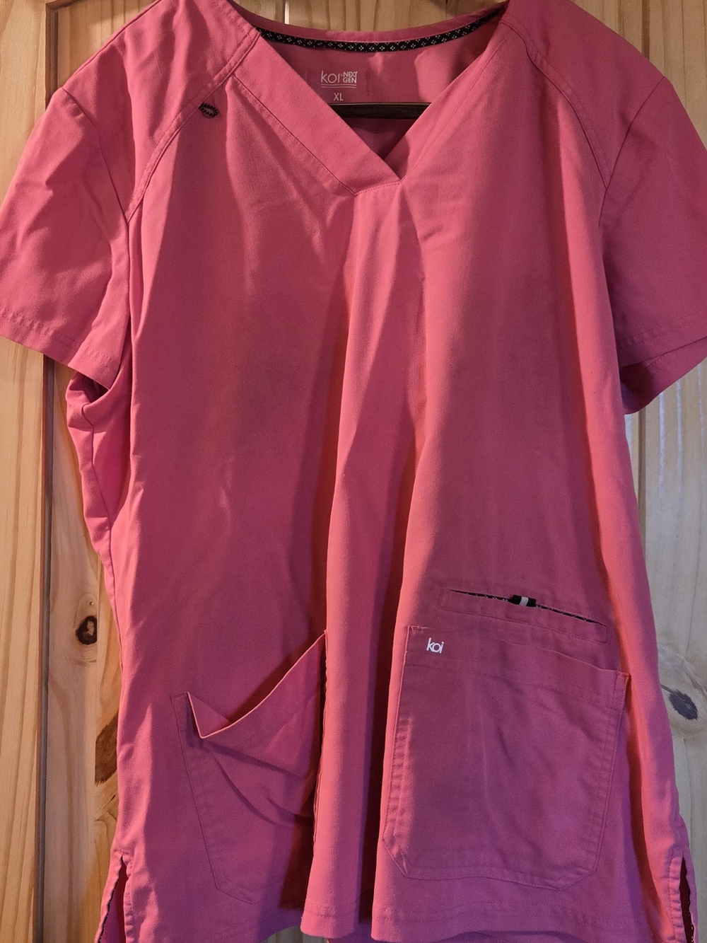 koi V-Neck Scrub Top in Hot Pink